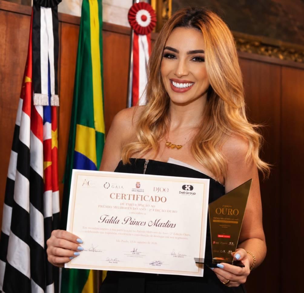 Talita Princes Martins é homenageada na Segunda Edição Ouro Melhores do Ano, na Câmara Municipal de São Paulo